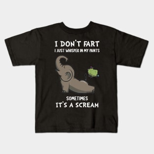 Elephant I Don't Fart I Just Whisper In My Pants Kids T-Shirt